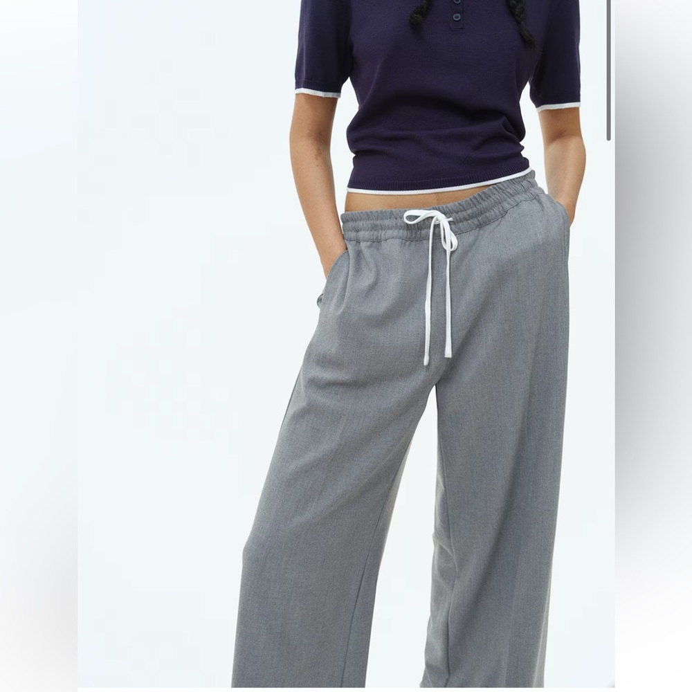 Grey wide cut pull on pants